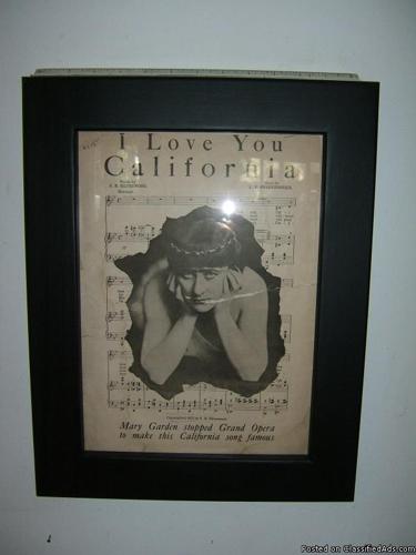 Framed Antique sheet music - Price: 70.00 plus shipping