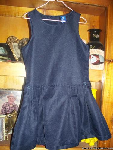 girl's navy uniform shorts sizes 4- 8 yr. ,also size 6 navy jumper dress and a skirt - Price: $2 - shorts, $3 jump