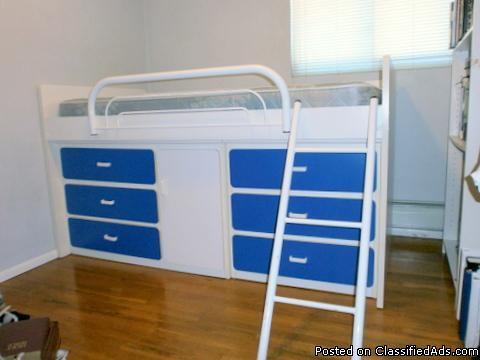 Hi-Rise Captains Bedroom Set 5 pc Blue And White Formica - Price: $175 or B/O