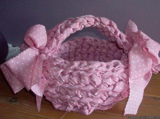 Pink Pokadot Hand Woven Basket - Price: $15.00
