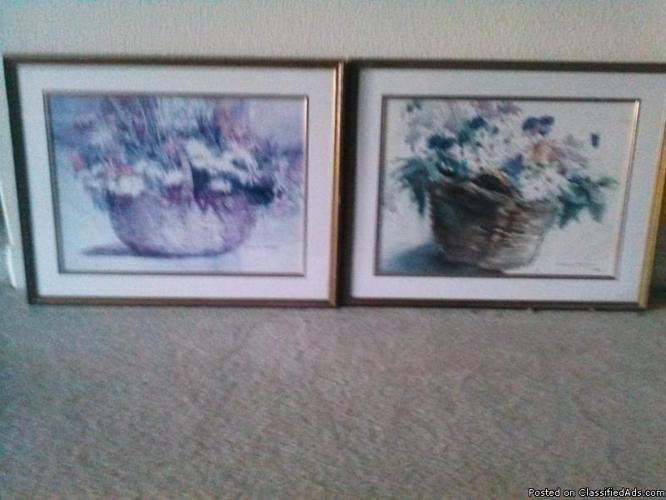 Two framed Basket/flower prints - Price: 15.00 each