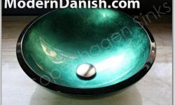 Energize your bathroom decor with this 19mm Extra thick tempered glass vessel sink. Teal Green Tempered Contemporary Glass Vessel Sink
Includes: Sink Only
Dimensions:
- Round Shape
- 16.5 in Diameter
- 5.5 in Height
- 19mm Thick
The outside finish is