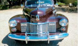Year:&nbsp;&nbsp; &nbsp;1941
Make:&nbsp;&nbsp; &nbsp;Cadillac
Model:&nbsp;&nbsp; &nbsp;6267
Mileage:&nbsp;&nbsp; &nbsp;13,758 miles
Interior Color:&nbsp;&nbsp; &nbsp;Tan Leather
Exterior Color:&nbsp;&nbsp; &nbsp;Valcor Maroon
The most sought after pre war