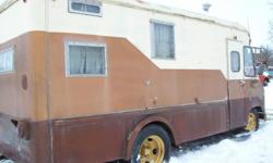 milk truck made in to camper has gas stove,sink and refig and has two beds and dinning table.runs and drives good must see.
