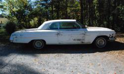 My Great Aunt bought this car new in 1962. All matching numbers 283-2bbl. auto on the column. The car has 34,000 actual miles. Original white paint with red interior. Strong running engine--but the car needs basic restoration: