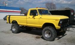 its a 1978 ford f250 4x4 . lifted 351 mod 400 , 4 b carb eldabrock street strip, headers has new tsl super swampers mounted on new Alcoa alum rims balanced totaly solid truck no rust new carpet dash pad there is alot of new parts as well for one off
