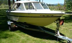 87 16ft. Nordic Aluminum Crestliner boat Mercruiser inboard outboard - three sets of canvas - 1988 Easyloader boat trailer. Boat is in excellent condition and has not been used for two years. Have new battery ready to install.