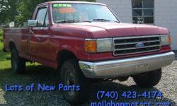 1989 Ford F-250
Year: 1989
Make: Ford
Model: F250
Color: Red
Engine: 300-6
Transmission: Standard 5 SPD
Milage: Exceeds Mechanical Limits
This truck runs and drives very good. Lots of new parts. I would drive it anywhere as it is very reliable.
Price: