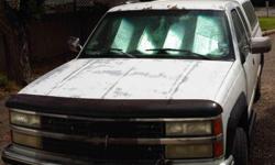 1992 Chevy Silverado Pu 2500, 4x4, Extended Cab, 8 ft. box., new transfer case, almost new tires, 10 disc CD player w. remote, tilt steering, power windows, power locks, bed liner, Leer Topper, tow package, 6 month old battery, no dents, but needs paint.