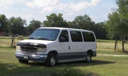 Blue and White Van fully loaded included running board and towing package. Four captain seats and one bench seat that folds into a bed. Seats are easily removed. Miles are low at 118,458. Inside is in good condition and seats 7 passengers with room for