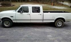 Hi I have a 96 f350 for sale this truck has no rust (southern). it is a crew cab 4 door truck it has a 351 motor 2 wheel drive. this is a great work truck. interior is in good shape no tears in the seats. it has a 8 foot bed with a liner and a tow