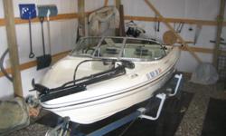 97 sunbird fish/ski 17ft. 115 OB Evenrude. Remote troll, 2 batteries, electric motor. 2 live wells, Garmin Fish finder, 2 Down riggers, AM/FM casset player, Bimini with clear plastic enclousers (front and 2 sides), Ski roap attachment, Lots of storage,