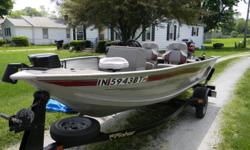 14' Fisher Avenger with trailer and 2002 40hp Mercury oil injected outboard. Electric start, Hummingbird GPS fish finder, electric anchor, canvas cover, built-in live well... NICE boat! Garage stored. No trades, cash only. Please call 574-210-1198