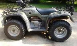2001 Honda ATV 450 ES 4x4
Installed wrench with remote
Good condition
Color: Dark Green
Digital Dash
Mostly kept in the garage
Runs very well