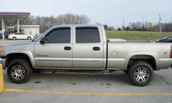 2003 GMC Sierra 2500HD Crew Cab 4x4 Pewter Silver in color.
*DURAMAX Diesel Engine
*PPE Stage 2 ALLISON Transmission
*Push button 4x4
*SLT Package (Power Windows, Locks, Mirrors, & Seat)
*Towing Package w/ Gooseneck Ball and Brake Booster
*Rubber Bed Mat