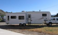 Excellent condition, 35 ft., 3 slides, very roomy, queen size bed, sofa bed, 2 recliners, desk, entertainment center, lots and lots of storage, pantry, table with 4 chairs, TV, great bathroom, We've loved our 5th wheel, you will too. Give us a call. Will