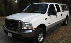 Lariat FX4 package. Super Duty Crew Cab
4WD, tow package
Original owner. Excellent mechanical condition.
All leather, all power etc. 6 liter diesel gets ~17 mpg
Longbed with shell. Runs great. K&N air and Magnaflow exhaust upgrades
90k miles, all records
