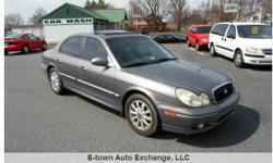 Used car for Sale
One Owner, New PA Inspection
Year:2004
Make:Hyundai
Model:Sonata
Trim:GLS Leather
Mileage:108,000
Stock #:033215
VIN #:KMHWF35H24A033215
Trans:Automatic
Color:Gray
Interior:
Vehicle Type:Sedan
State:PA
Drive&nbsp;Train:FWD
Engine:2.7L V6