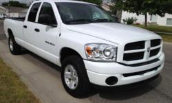 No call please. e-Mail : mor7bgoodelynne@juno.com 2007 Dodge Ram Quad Cab Long 8ft Bed, 4.7L, V8, Flex-Fuel engine, Automatic transmission, 4WD. Low miles, great work truck. Exterior has minor dings, paint is in great condition. Interior is in like-new
