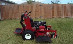 this is a MUST SELL: 2009 Toro Grandstand 48" Stand-On commercial mower
Has 19 Hp Kawasaki Engine.
Excellent shape with only 154 hours and has received factory upgrades and installed by Toro Dealer.
Still under Factory warranties for engine and chasis.
