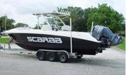 SCARAB Offshore 30 SS - 2011 with Aluminum Triple Axle Trailer Recent Survey & Remaining Warranties 270 Hours Garmin 5212 GPS Plotter Uniden VHF Radio Clarion Stereo Fold down aft Seat Isotherm refrigerator Shore Power Electric Windlass
We get everyone