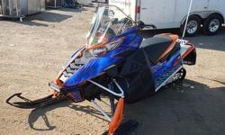 2013 Arctic Cat Procross SnoPro Snowmobile, 1,005 odometer mileage, VIN# 4JF135NW5DT126727, 1100 c.c. Turbo 2-Cylinder 4-Stroke EFI Engine, Automatic Trans, Electric Start, Belt Drive, Reverse, Liquid Cooled, Front and Rear Independent Suspension,