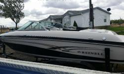 21' long, 225 V8 Volvo Penta motor, canopy top included, extended wade platform with water ladder, seats approximately 10.