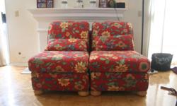Two lovely bright red flower chairs for sale.&nbsp; Great condition, great deal, 2 for $100.00