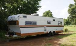Deer lease trailer, needs water damage repaired. No title AC, stove and 12volt lighting system works. The rear room needs ceiling and floor repair, the kitchen needs floor repair. Call or text
