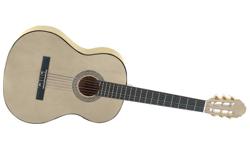 Six string guitar features high-gloss natural colored wood tone finish, seamless binding, gold tone tuning keys and gold tone engraved head mounting hardware. Product model 6126521