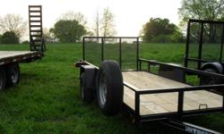 Add options
$110.00 Spare Tire $125 Tool Box
5' x 12' +1' Dovetail New Trailer with MSO
Frame - 3 x 2 Angle
Top Rail and Uprights - 2 x 2 Angle
Tongue - 3 x 2 Angle, A-Frame (3" Channel Wrapped Tongue on 14')
Standard Fender
Dexter 3500# EZ Lube Axle
New