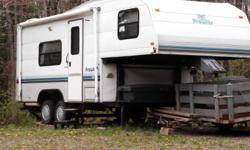 1994 Prowler 5th wheel camper.&nbsp;&nbsp; 21.5 feet, low tow, with hitch, luggage rack, and extra pickup storeage box.&nbsp;&nbsp; Sleeps 6, air conditioning, full bath with toilet, sink, and shower.&nbsp;&nbsp; Combination gas and electric refrigerator,