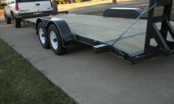 NEW 82" X 20' EQUIPMENT TRAILER 5 INCH C-CHANNEL FRAME AND WRAP A-FRAME 2-5200# AXLES, BRAKES ON BOTH, 2 5/16" BULL DOG COUPLER, BREAK AWAY BOX, SET BACK JACK, D-RINGS, STAKE POCKETS, CHAIN UP RAMPS, LED LIGHTS, NEW 6 LUG WHEELS AND TIRES 225/75-15,