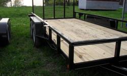 83"x 16' Tubing Trailer with MSO
Frame - 3 x 4 x 1/4 Angle
Top Rail and Uprights - 2 x 2 Square Tubing
Tongue - 4" Channel, Wrapped
Heavy Duty Checker Plate Fenders w/ Steps
Dexter 3500# EZ Lube Axles with 1 Brake
New 205/75 15" Tires
Treated Pine Floor