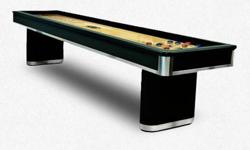 The Sahara Shuffleboard holds a timeless appeal with its simple elegance, sleek lines and stylish curves. The Sahara shown in Matte Black Lacquer with Brushed Aluminum Accents is a true modern classic that is sure to be the focal point in any game room.