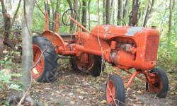 1930's allis chalmers B. hand breaks, crank start good tractor to restore. parked in orchard for seven years, do not have time myself to restore. my son used to drive it like a gocart, so it ran good when it ran.