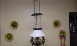 Antique kerosene hanging lamp with counter balance, for ease of pulling lamp up and down.
Asking 450.00 or best offer