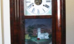 Approx. Circa. 1874 Antique Wall&nbsp;Clock, Front says "Greenwood Cemetery Entrance" with key.