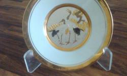 24 karat gold plate by the Japanese Floral Collection - first issue "Pine and Crane"