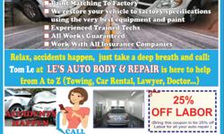 Since 2000, Le's Auto Repair & Body Services has been a family owned and operated auto body shop. We are committed to delivering exceptional quality auto body repairs and superior care to every client we serve. With two locations in Garden Grove City,