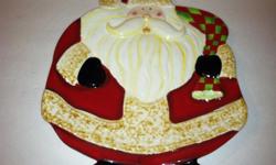BeccaBarton Santa ClausCandy Gingerbread Red Snack Cookies Plate.snowball 3d plate