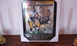Pittsburgh Steelers Superstar Quarterback Ben Roethlisberger Plaque 10"X13". (2) available
Brand New in Factory Package.
Picture and custom engraved name plate all mounted on a black marble plaque board.
Officially Licensed NFL Product.
This is a Limited