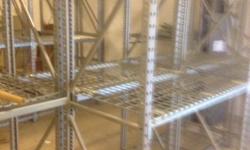 Heavy-duty boltless wire pallet shelving for maximum storage, 2 eight-foot uprights $25 each&nbsp;plus three wire shelves 2 x 4 feet $20 each. Good for organizing your business or cleaning up your garage. Some additional pieces available.&nbsp;Probably