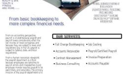 Full Service Bookkeeping services:
Job Costing
Payroll Services
Contract Management
Business Consulting