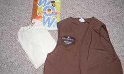 Brownie vest, size large, (14-16)
Has two of the required patches adhered to it.
Good condition.
&nbsp;
Brownie long sleeve shirt, size large
Has the Brownie logo on the neck line.
Good condition.
&nbsp;
Wow! Wonders of Water Brownie Journey Book
Brand