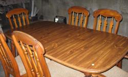 Broyhill dining room set--Table with six chairs in good condition. Cloth seats. Maple-color. Call
276-628-8378 or 276-889-1305 or 276-889-1305.