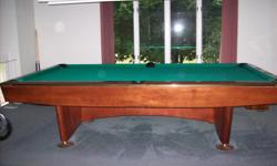 Professional 9 foot pool table.&nbsp;&nbsp; 24 years old and has never been exposed to smoke.&nbsp; In great condition~&nbsp; The overhead light, bridge, balls, rack, grey cover all included.&nbsp;
Asking price is negotiable.
&nbsp;
&nbsp;
&nbsp;