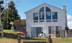 Waterfront house (or investment property) 20 minutes from Traverse City Mi.
House is currently used as rental property and is divided top to bottom.(easily converted)
Upper floor has 2 bedrooms and 1 bath with cathedral ceiling in living area.
Lower level