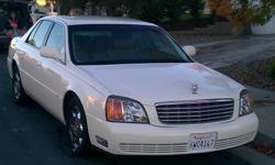 CADILLAC DEVILLE 2001, White Exterior and Cream Beige Interior, NorthStar V8 Cylinder Gasoline, Engine size 4.6 liter, Engine Torque 300 @ 4000 RPM, 4-Speed Automatic Transmission, 2-wheel Front Drive, Power Steering, Leather Loaded, Cruise Control,