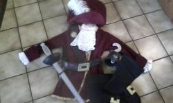 Disney Store - Captian Hook Costume -Boys Size XS (fit my son when he was 6 yrs old)
Velvet Jacket, Rubber Props
Includes:
Jacket, Hat Belt, Shirt Ruffles, Hook Sword and Boot Covers
Purchased from the Disney Store Paid $60. Worn once
Great Detail Like